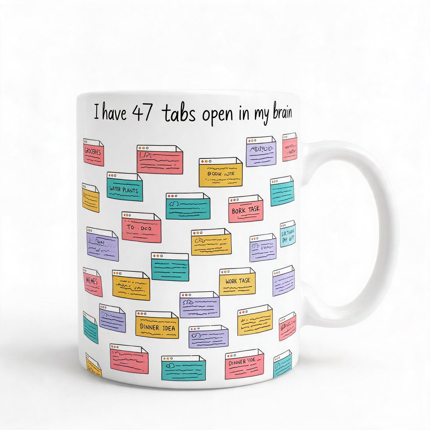 47 Tabs Open in My Brain Mug - Funny ADHD Coffee Mug 11oz - Neurodivergent Gift