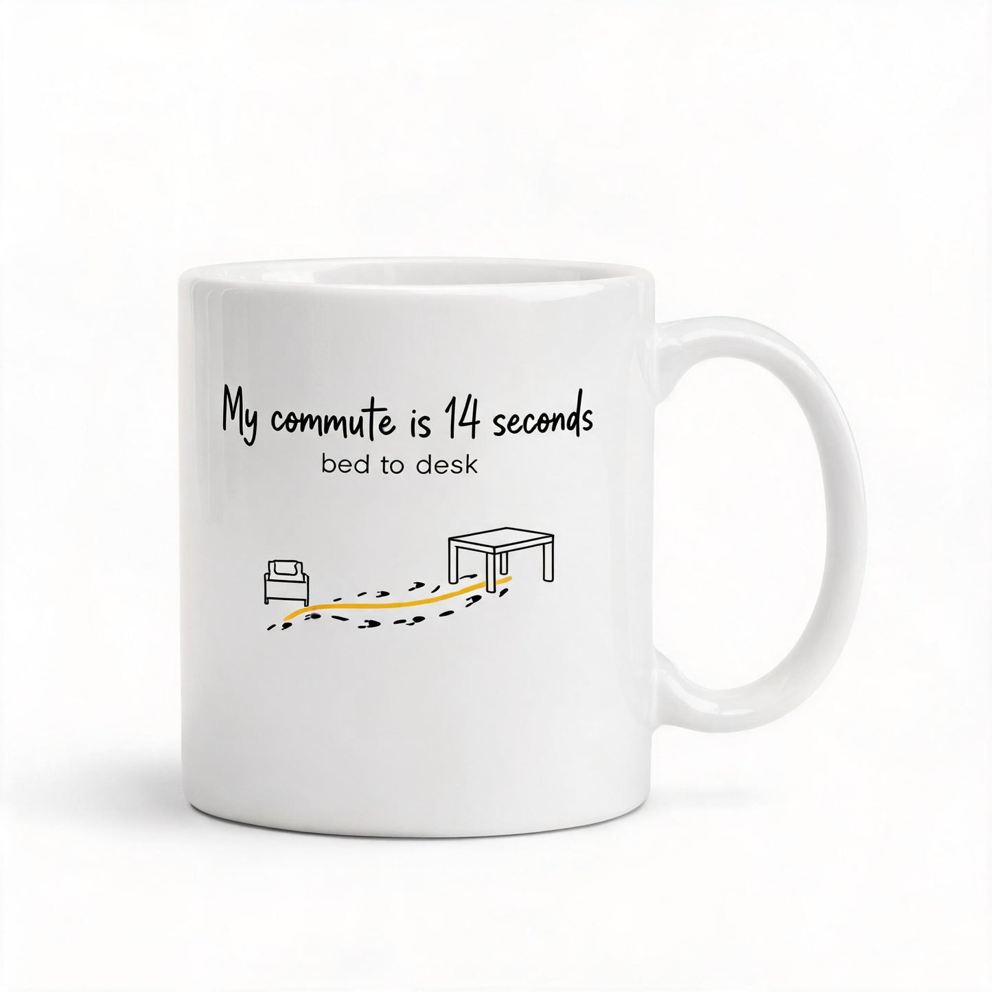 14 Second Commute Mug - Funny Remote Work Ceramic Coffee Mug 11oz - WFH Gift