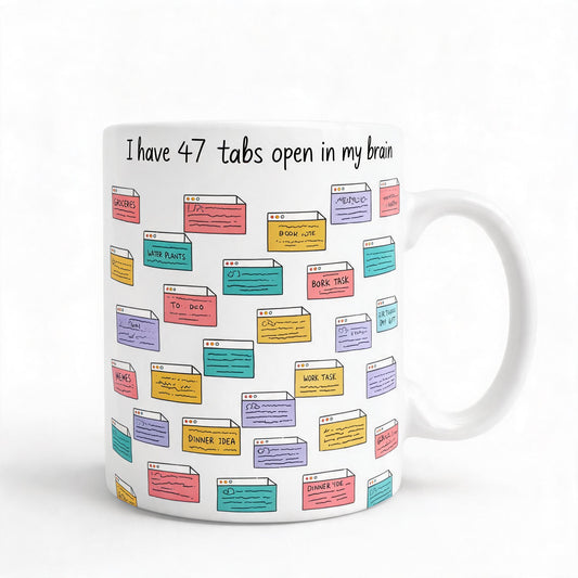 47 Tabs Open in My Brain Mug - Funny ADHD Coffee Mug 11oz - Neurodivergent Gift